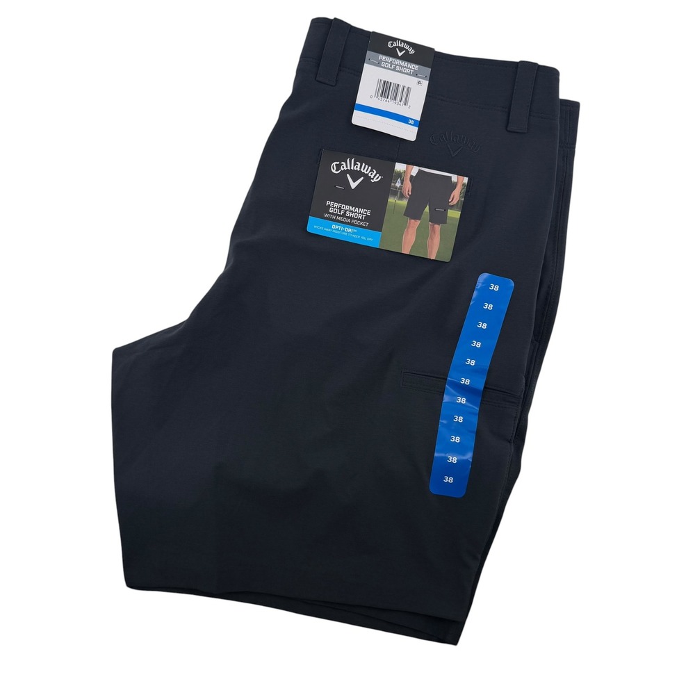 Callaway Mens Performance Golf Shorts Caviar Black Opti-Dri Media Pocket Size 38